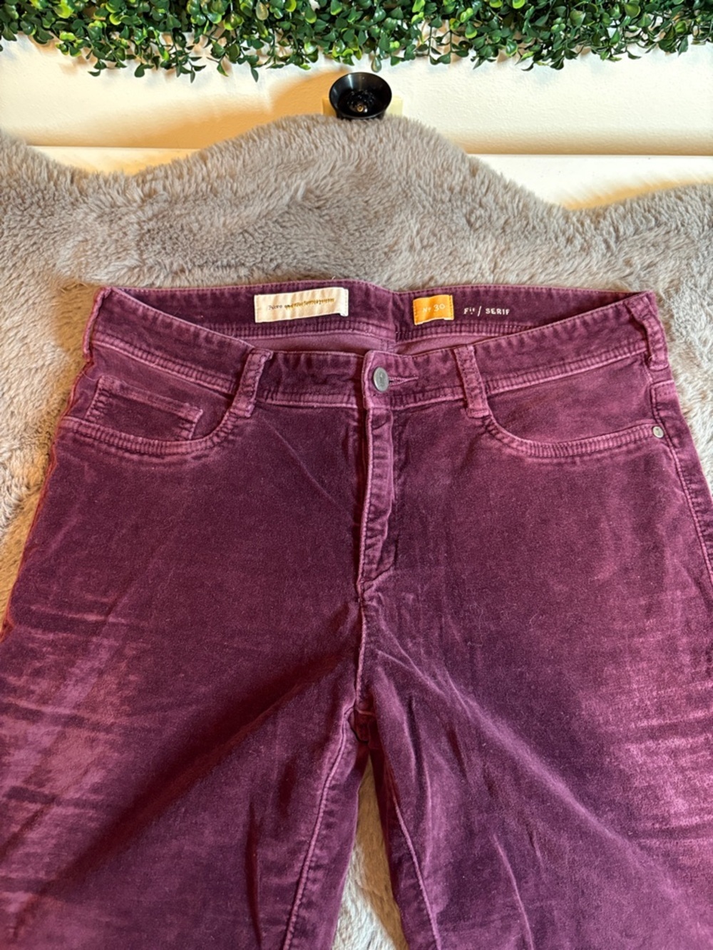 Pilcro Wine-Colored Skinny Corduroy Pants - Picture 2 of 6